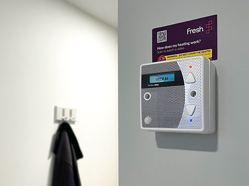 Irus control unit installed in a student bedroom.